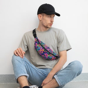 Sac banane à fleurs Trippy fluo pour femme Sac banane homme Tenue de festival tenue de rave Accessoires de festival Accessoires de rave Sac à fleurs
