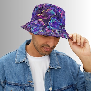 Trippy Festival Bucket Hat Rave Bucket Hat Custom Bucket Hat Unisex hat Psychedelic Bucket Hat Unisex Festival clothing Rave accessories