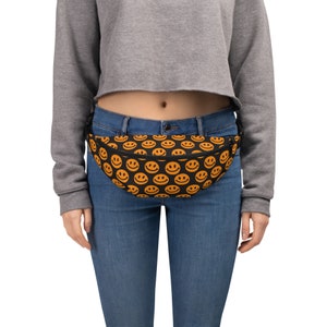 Sac banane d'Halloween avec smiley face pour femme Sac banane Sac banane pour homme Tenue de festival tenue Rave Accessoires de festival Sac smiley