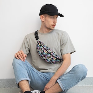 Trippy Palm Tree Fanny Pack Festival Bag Rave Bag Fanny Pack Mujeres Cross Body Bag Rave Chest Bag Bolsa de vacaciones Fanny Pack personalizado