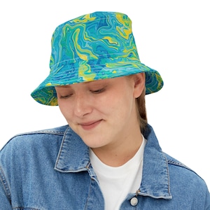 Trippy Psychedelic Reversible Bucket Hat Trippy Rave Bucket hat Unisex Festival clothing Rave Accessories Rave Bucket Hat