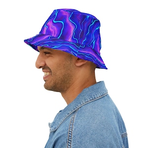 Trippy Festival Bucket Hat Psychedelic Rave Bucket Hat Custom Bucket Hat Unisex Festival clothing Rave accessories