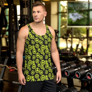 Smiley Face-tanktop Festivalwear Rave-outfit voor heren Uniseks Trippy Happy Face-shirt