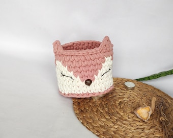 Crochet Fox Basket: Handmade Woodland Nursery Decor