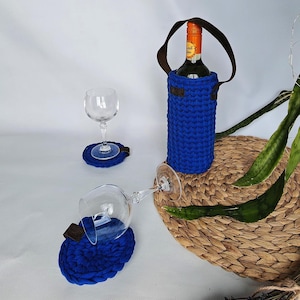 Wine Bag, Gift Bag Wine lover Totes Housewarming gift Crocheted Gift idea Home Decor, gift for boyfriend end dad, Knitted Wine Bottle Holder