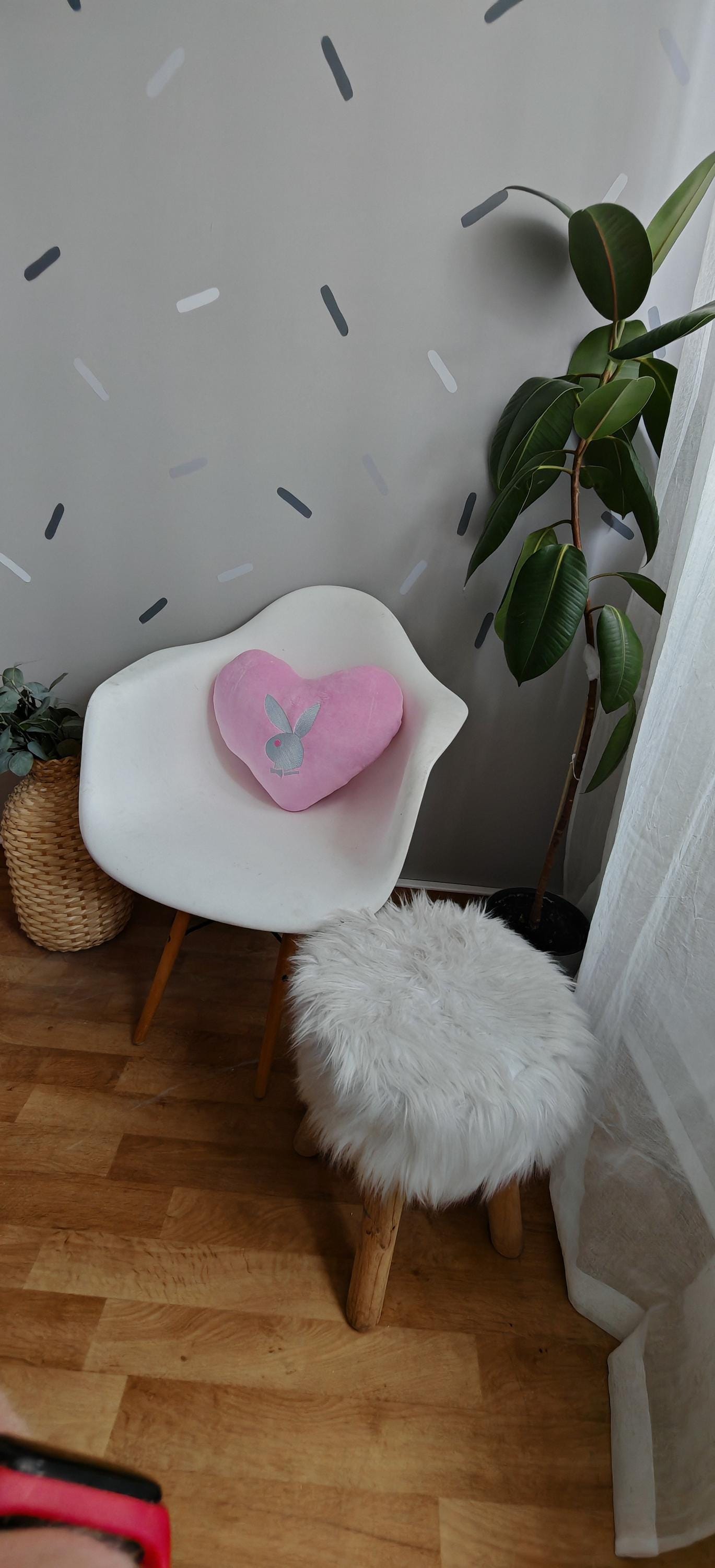 Based Playboy Bunny Plush Heart Pillow Pink Decorative Pillow the shape heart Gift for Couples, Heart Decor, Romantic Gift embroidery rabbit
