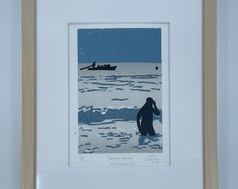 Swimmer Exiting - Editioned - Multiplate Lino