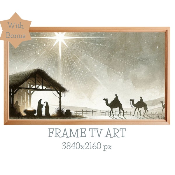 Nativity Samsung Frame TV Art, Frame TV Nativity Art, Magi Frame TV Art, Vintage Frame Tv Art, Christmas Holiday Decor, Digital Download