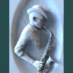Jazz. Musicians. Saxophonist 3D-Model for CNC аnd 3D printer