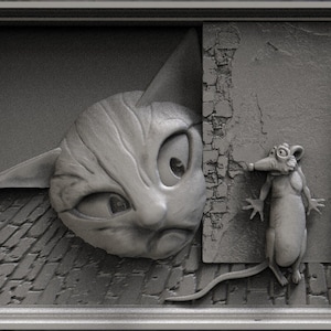 Cat_and_mouse. 3D model stl for CNC machines and 3D printers.