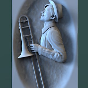 Jazz. Musicians. Trombonist. 3D-Model for CNC аnd 3D printer