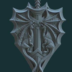 dragon shield. 3D model stl for CNC machines and 3D printers.