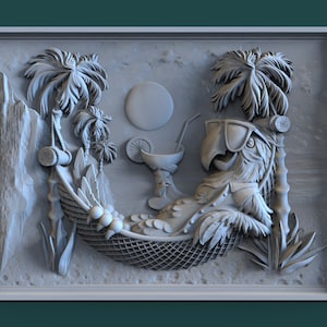parrot resting. 3D STL Model for CNC and 3D Printers