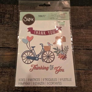 New in package sizzix thinlits dies thinking of you and thank you 9 dies 664788