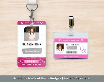 Badge con nome infermiere / Tessera identificativa infermiere registrato Gioco di finzione / Giornata di carriera nella scuola per ragazze