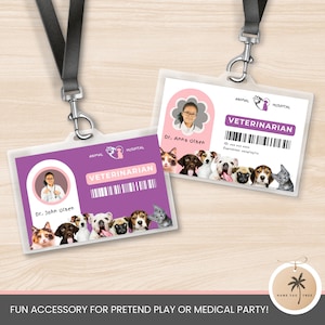Pink Veterinarian ID Badge Template Vet Pretend Play Printables ...