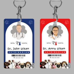 Veterinarian ID Badge Template | Pretend Play Printable | Doctors Scrubs Name Tag