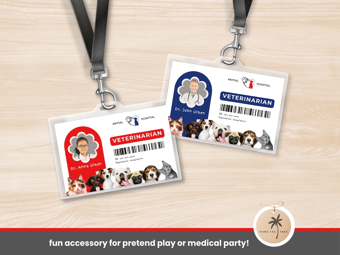 Veterinarian ID Badge Template Pretend Play Printable Doctors Veterinarian ID Badge Template Pretend Play Printable Doctors