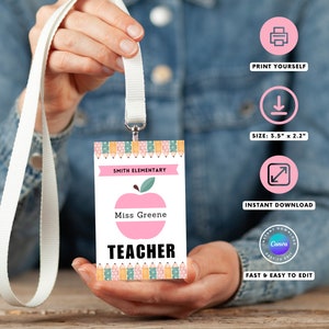 Pretend Play Teacher Name Badge Printable - Etsy