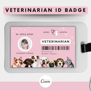 Badge nominatif vétérinaire pour enfants | Carte d'identité personnalisée pour jeu de simulation vétérinaire