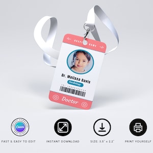 Kids Doctor Badge | Pretend Play Nurse Name Card - Etsy