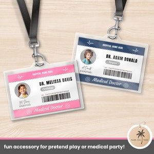 Children's Medical Staff ID, Make-believe Badge, Printable Pretend Play Identification Card ...