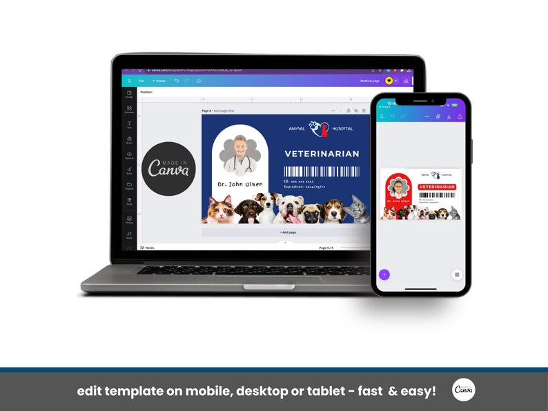 Veterinarian ID Badge Template | Pretend Play Printable | Doctors ...