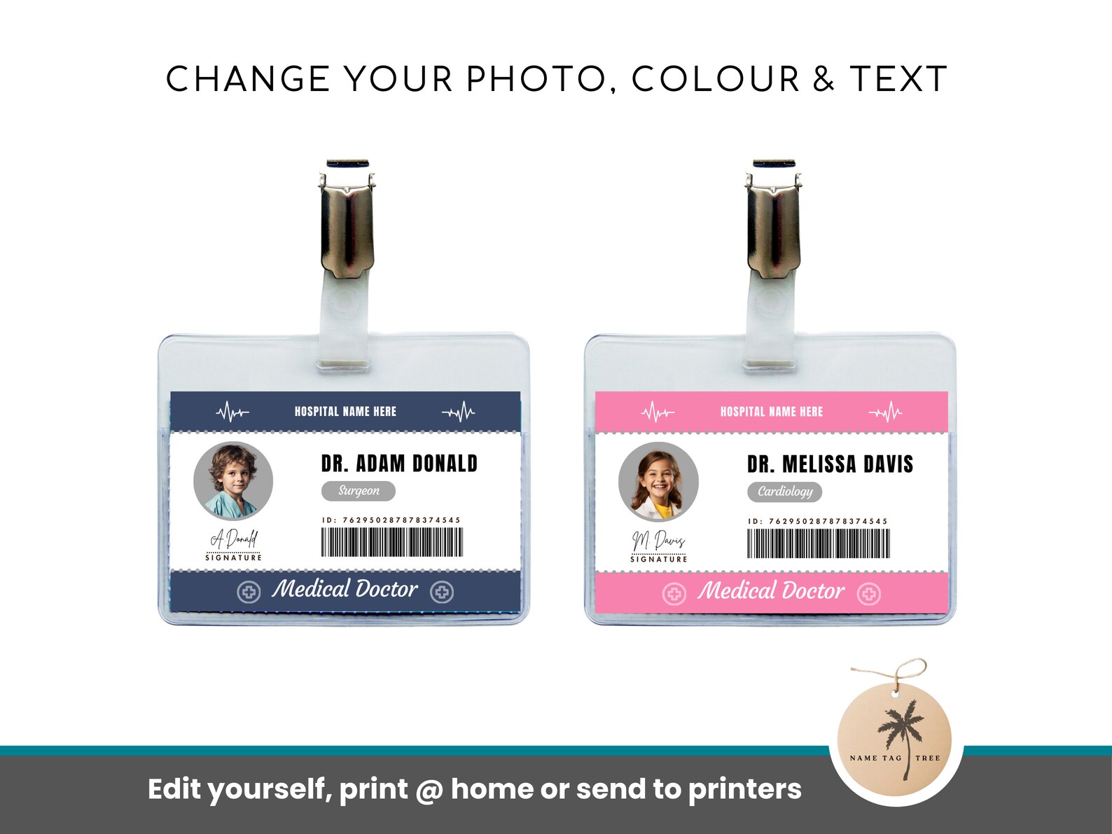 Children's Medical Staff ID, Make-believe Badge, Printable Pretend Play Identification Card ...