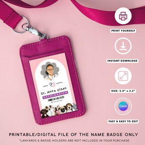 Pink Veterinarian ID Badge Template Vet Pretend Play Printables ...