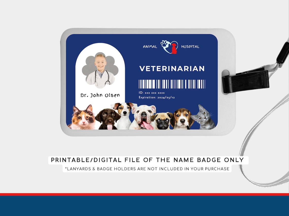 Veterinarian ID Badge Template Pretend Play Printable Doctors Veterinarian ID Badge Template Pretend Play Printable Doctors