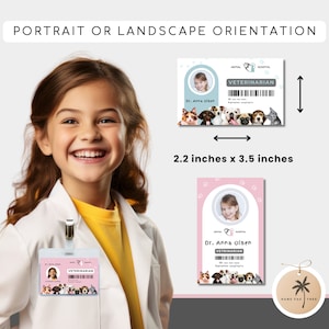 Customizable Vet Name Badge - Veterinarian ID Card for Kids Pretend Play &amp; Dress Up - Etsy