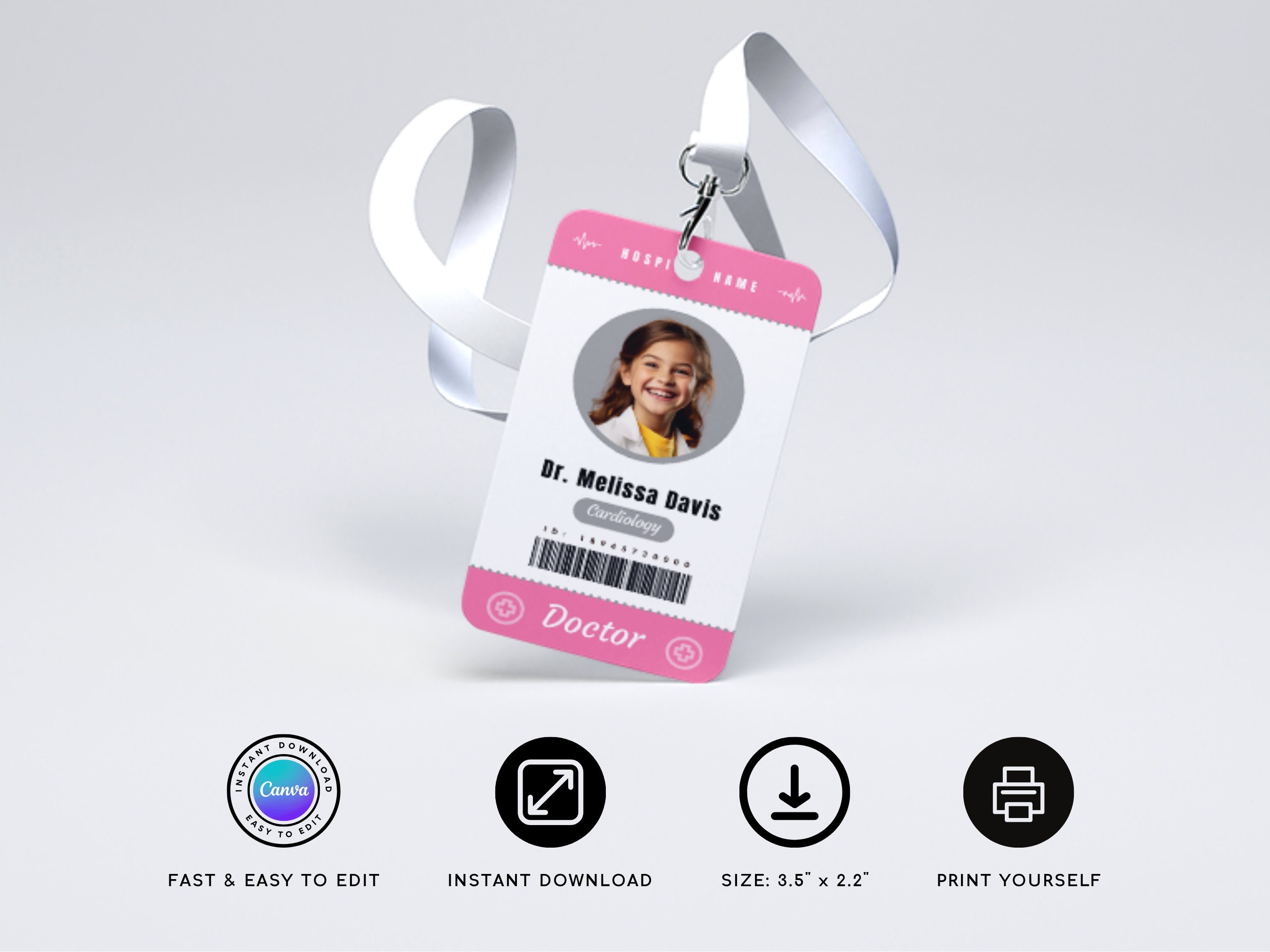 Children's Medical Staff ID, Make-believe Badge, Printable Pretend Play Identification Card ...