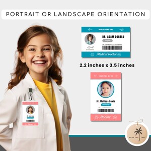 Kids Doctor Name Badge, Pretend Play ID Card Printable, Nurse Name ...