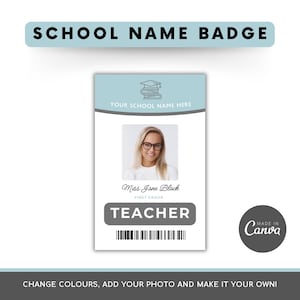 Aanpasbare sjabloon voor lerarenidentiteitskaart | Naambadge school