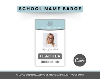Customizable Teacher ID Card Template | School Name Badge