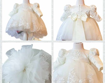 Baby christening dress christening outfit party dress dress+headband size 56 62 80 86 ivory