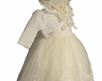Robe de baptême bébé bandeau chaussures boléro chapeau tenue de baptême robe de soirée 5 pièces crème taille 62/68 3-6 mois