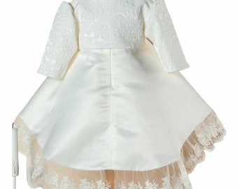 Robe de baptême bébé dentelle tenue de baptême fille robe de soirée baptême 4 pièces ivoire 3-6 mois taille 62/68