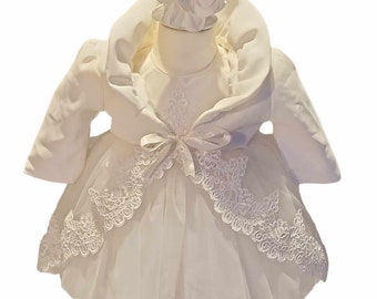 Robe de baptême bébé robe bébé baptême tenue de baptême filles robe de fête robe d'anniversaire 0-3 mois taille 50 56 Robe de baptême 3 pièces bandeau boléro