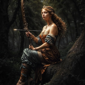 Goddess Diana, Goddess of Hunt, Fantasy Illustration, Instant Download Printable Home Decor