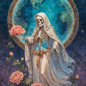 La Niña Bonita, Santa Muerte Fantasy Illustration, Instant Download Printable Home Decor