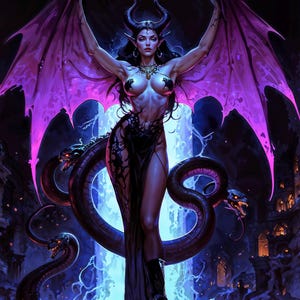 Lilith Queen of Darkness, Dark Fantasy Illustration,  Instant Download Printable Home Decor