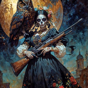 La Huesuda, Santa Muerte, Dark Fantasy Illustration, Instant Download Printable Home Decor