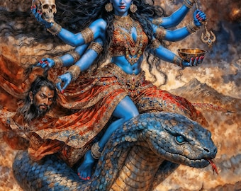 Danza de la Reina Kali, ilustración de fantasía oscura, descarga digital
