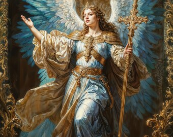 Archanioł Gabriel, Boski Posłaniec, Fantastyczna Ilustracja, Natychmiastowe Pobieranie Wydrukowalne Wystrój Domu