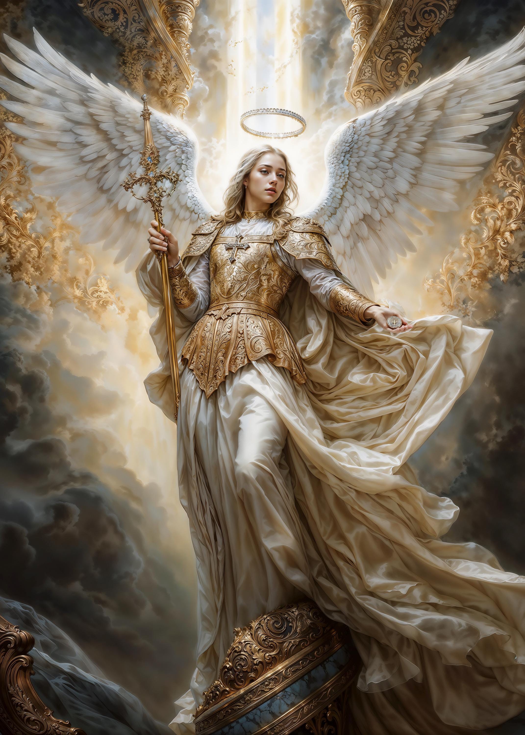光り輝く大天使ジョフィエル「神の美」ファンタジーアートイラスト