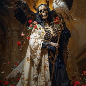 The Holy Death, Santa Muerte, Dark Fantasy Illustration,  Instant Download Printable Home Decor