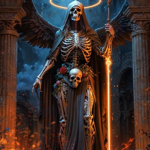 Santa Muerte, Holy Death, Dark Fantasy Art Illustration,  Downloadable Artwork