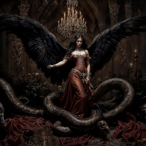 Lilith: O Despertar do Desejo, Ilustração de Fantasia Sombria, Download Instantâneo para Imprimir e Decorar sua Casa