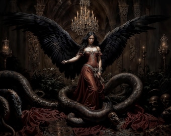 Lilith Awakening of Desire, Dark Fantasy Illustration, Instant Download Printable Home Decor